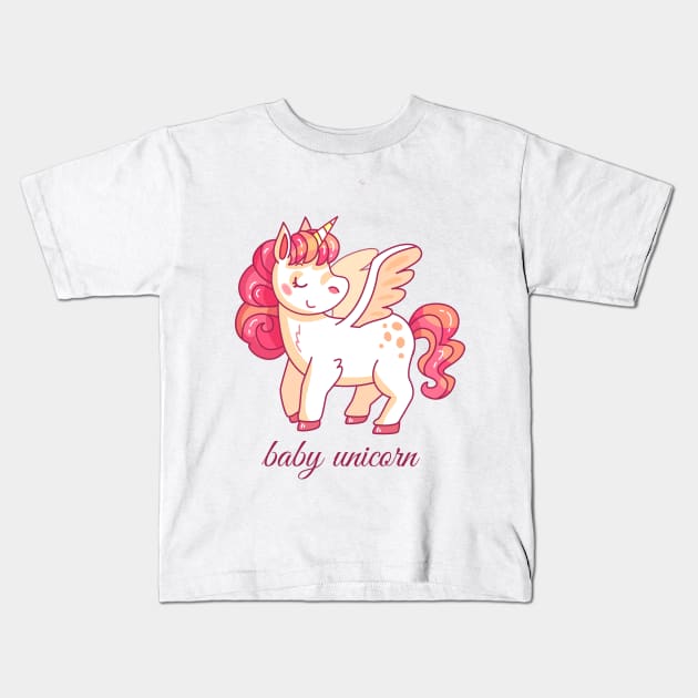 cute baby unicorn Kids T-Shirt by Tshirt lover 1